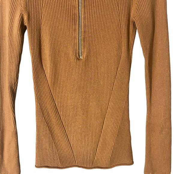 H&M Dusty Rose Ribbed Long Sleeve Half Zip Pullover Knit Sweater Women Sz XS - Picture 7 of 7